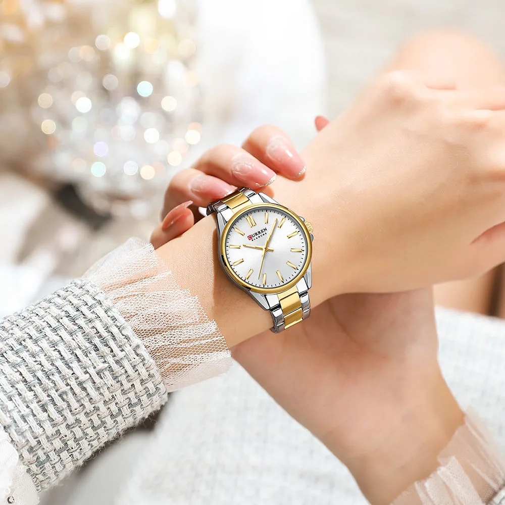 Curren 9090 Ladies' Fashion Quartz Watch Stainless Steel Rhinestone
