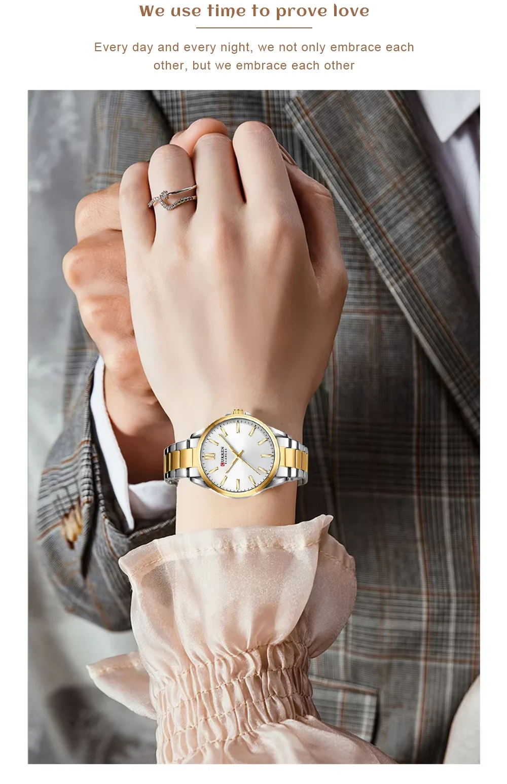 Curren 9090 Ladies' Fashion Quartz Watch Stainless Steel Rhinestone