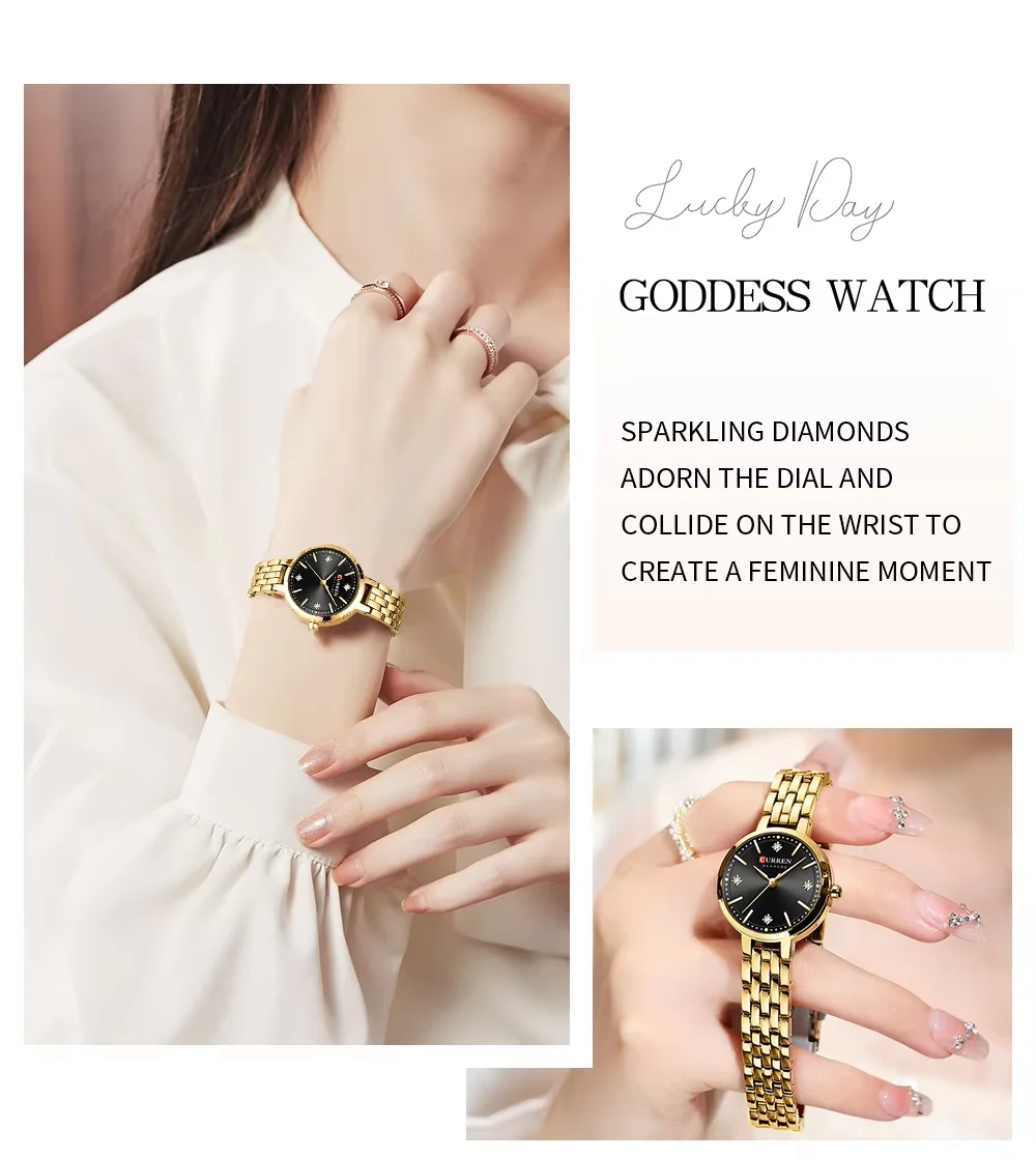 Curren 9106 Ladies Luxury Analog Quartz Watch Stainless Steel Mesh