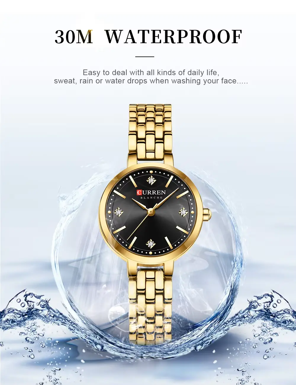 Curren 9106 Ladies Luxury Analog Quartz Watch Stainless Steel Mesh