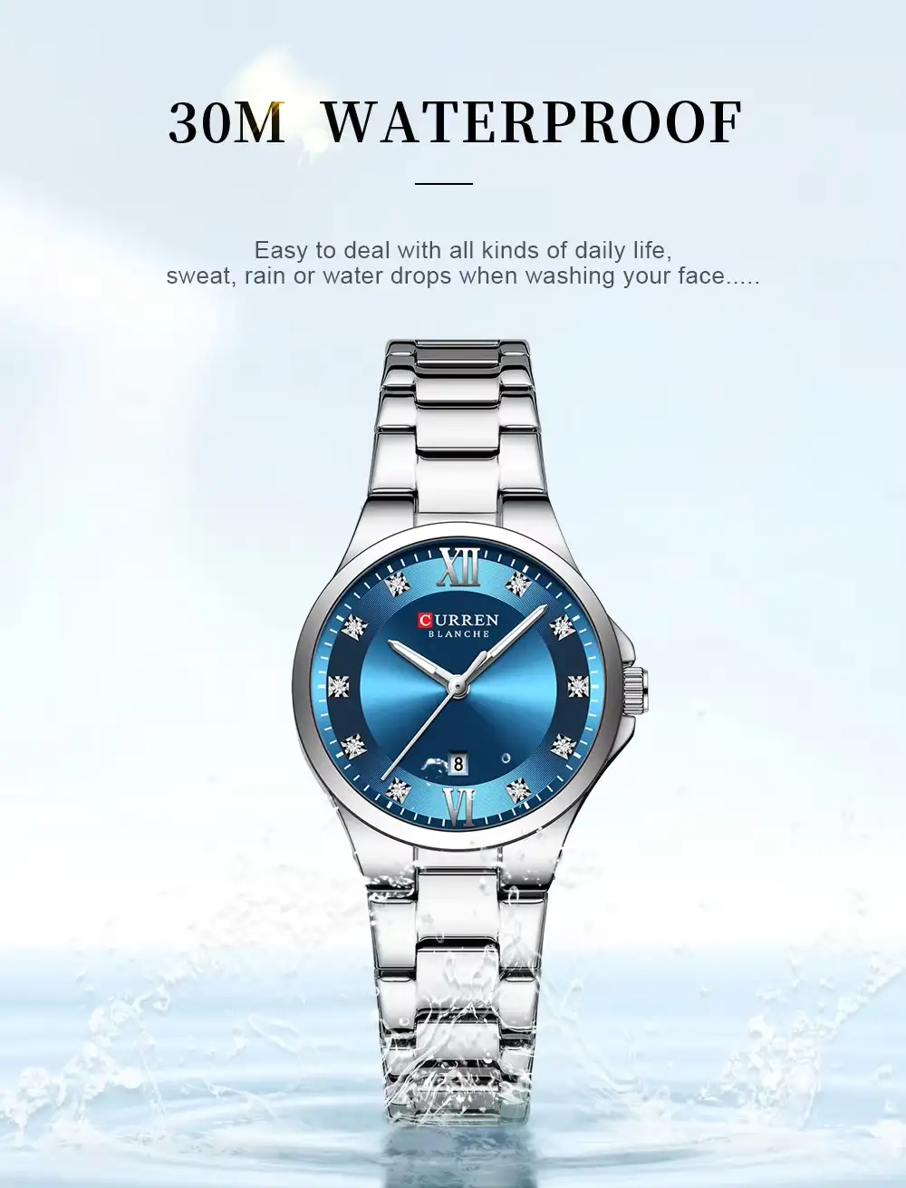 Curren 9107 Women's Fashion Analog Watch Stainless Steel Date Window
