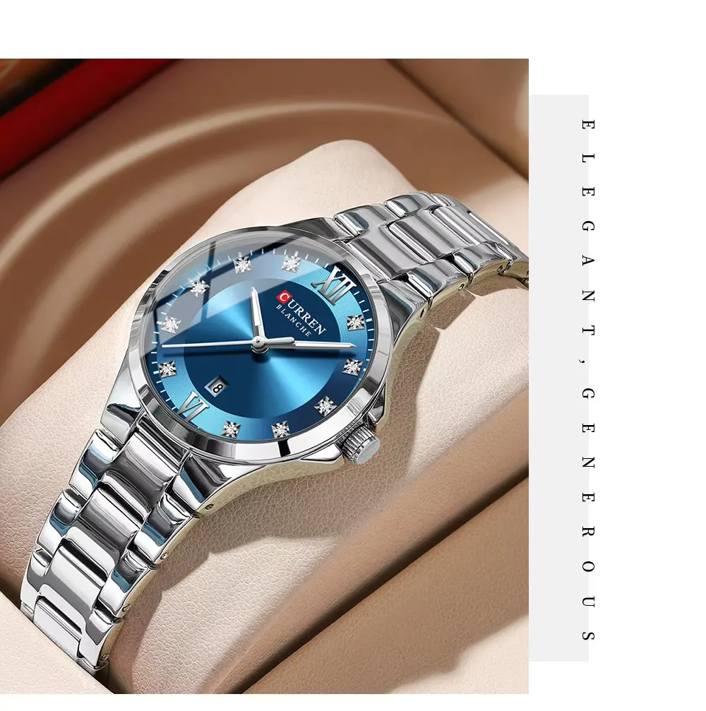 Curren 9107 Women's Fashion Analog Watch Stainless Steel Date Window