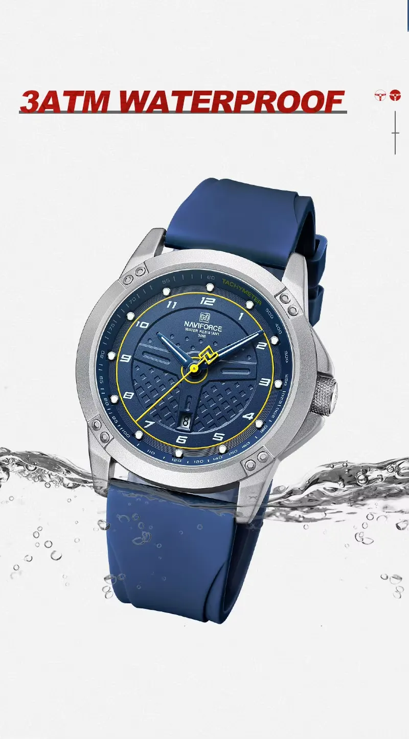 NAVIFORCE NF8031 Sporty Quartz Watch Racing Dial Silicone Strap