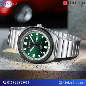 CURREN 8473 men's analog quartz watch with stainless steel strap and dual calendar display